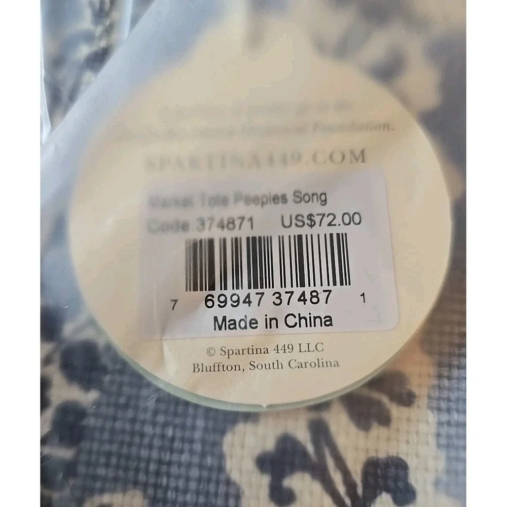 Spartina 449 Market Tote Peeples Song NWT Beachy Boho‎ Blue Floral